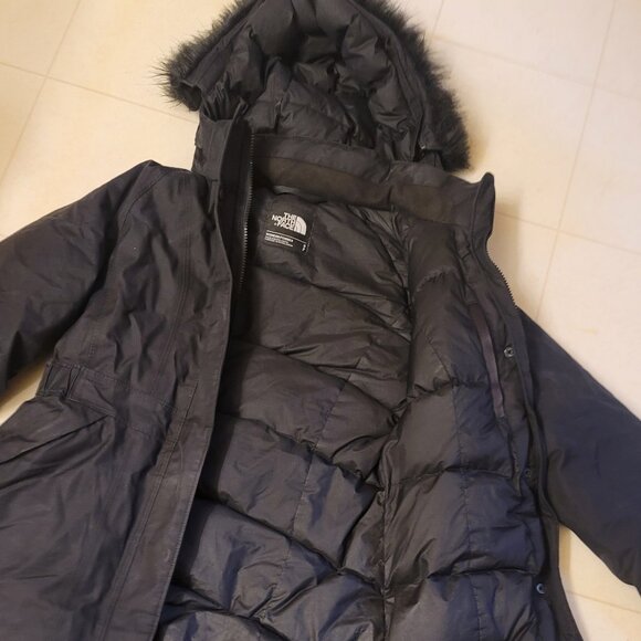 The North Face Black Goose Down HyVent Parka with Removable Faux Fur Hood Sz S-P - Picture 3 of 15